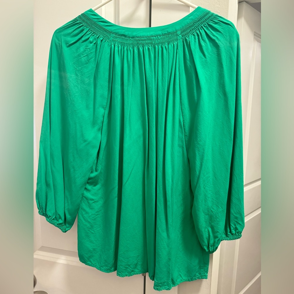 Women’s Crown & Ivy Long Sleeve Blouse|V-Neck|Green|Size L|EUC/Worn Twice - Picture 2 of 4